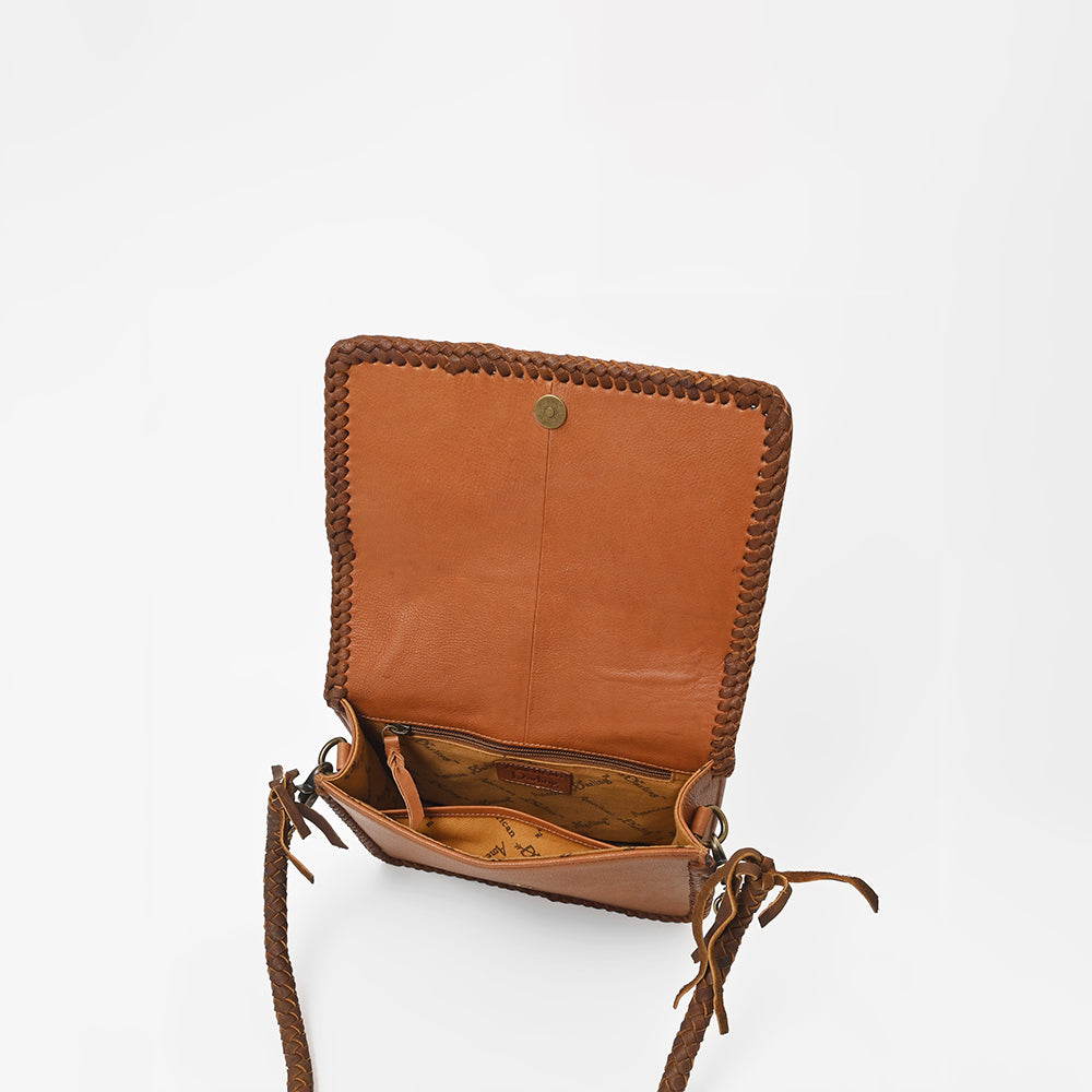 Frontier Rodeo Genuine Leather White Embroidered Crossbody Bag