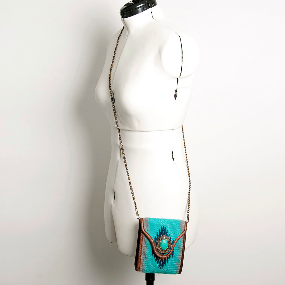 ADBG825D American Darling Southwestern Saddle Blanket Mini Crossbody with Turquoise Concho