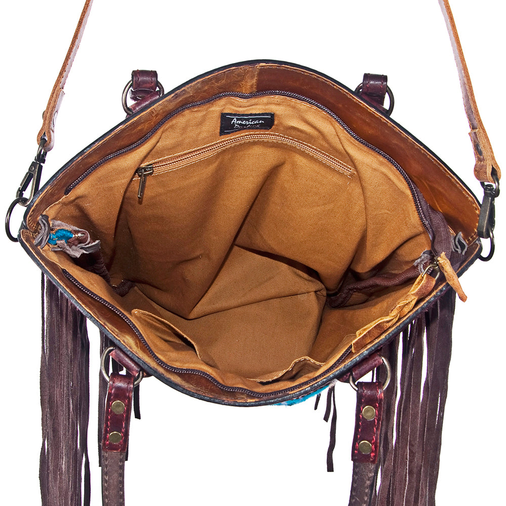 ADBG219 American Darling Large Cross body Bag - Hand Tooled Leather & Woven Saddle Blanket