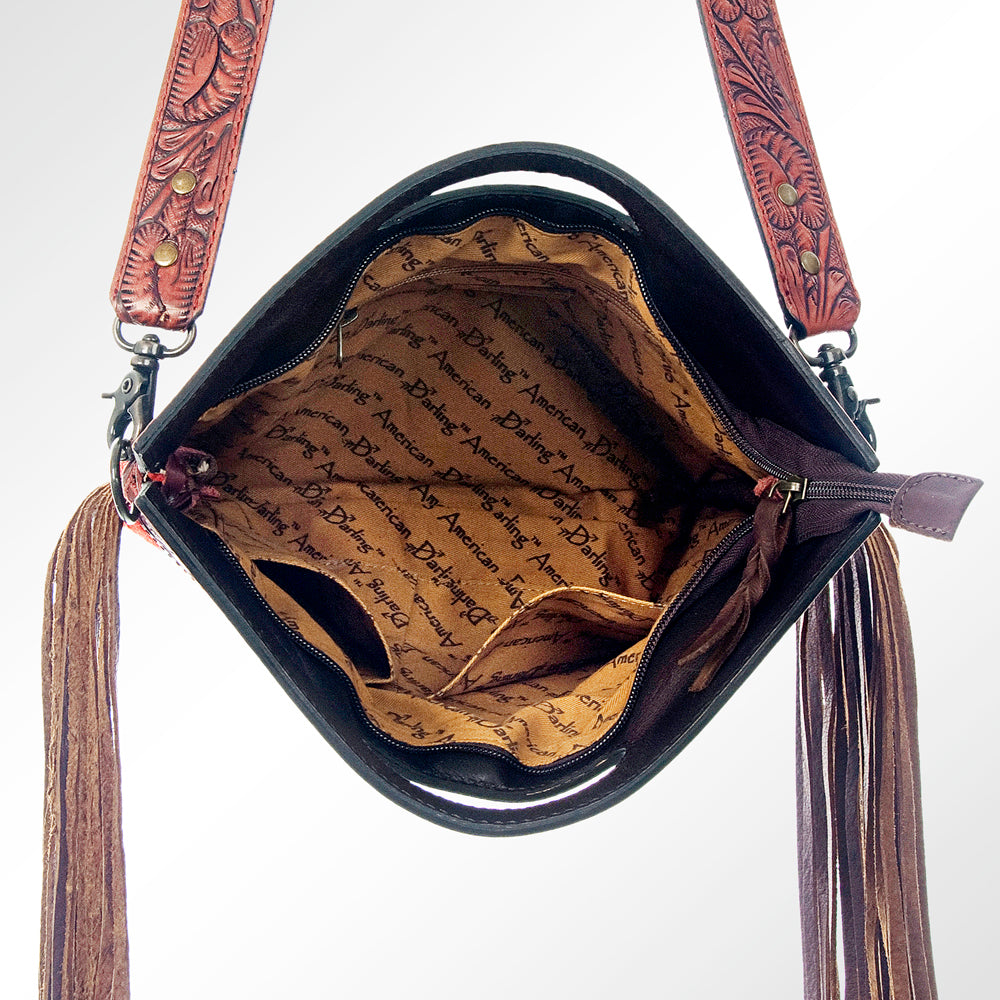 ADBG250 American Darling Signature Cross body Bag - Hand Tooled Floral Leather & Saddle Blanket