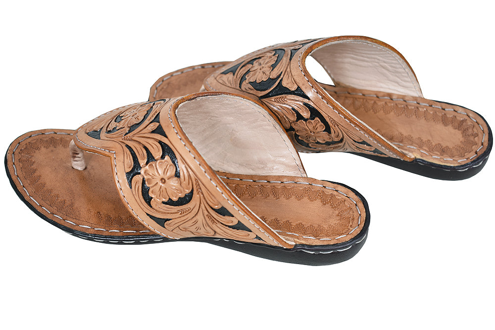 ADSL103 Hand Tooled Genuine Western Leather Sliper