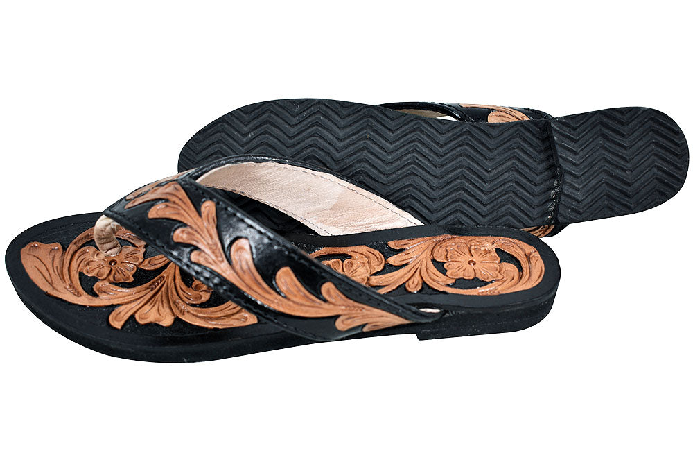 ADSL107 Hand Tooled Genuine Western Leather Sliper