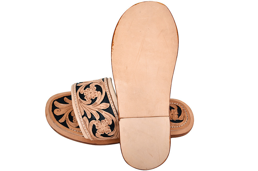 ADSL102 Hand Tooled Genuine Western Leather Sliper