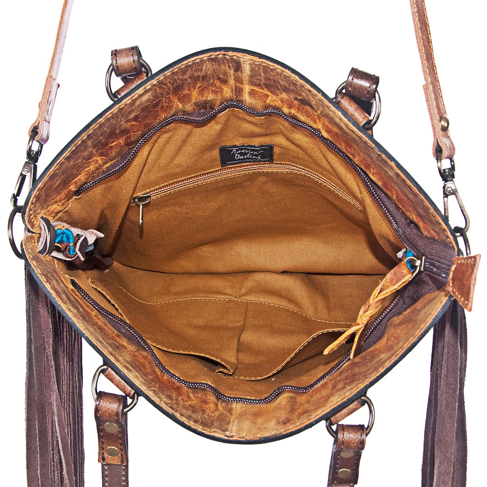 LC-ADBGS144SER8BR Messenger Genuine Western Leather Women Bag Cora