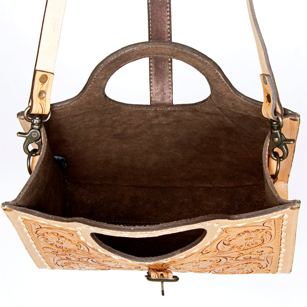 ADBG500 American Darling Hand Tooled Floral Leather Western Tote Bag