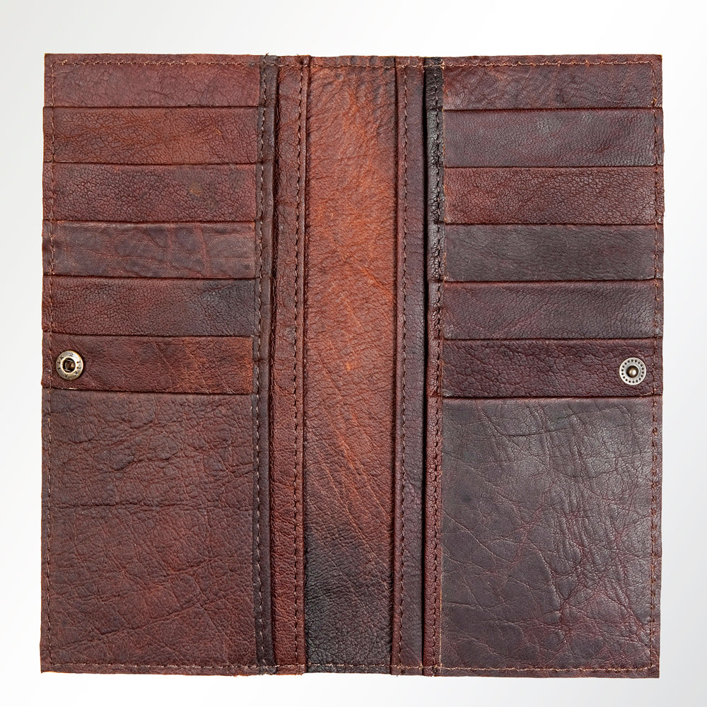 ADBG258 Floral Tooled Leather Wallet in Handcrafted Western Design