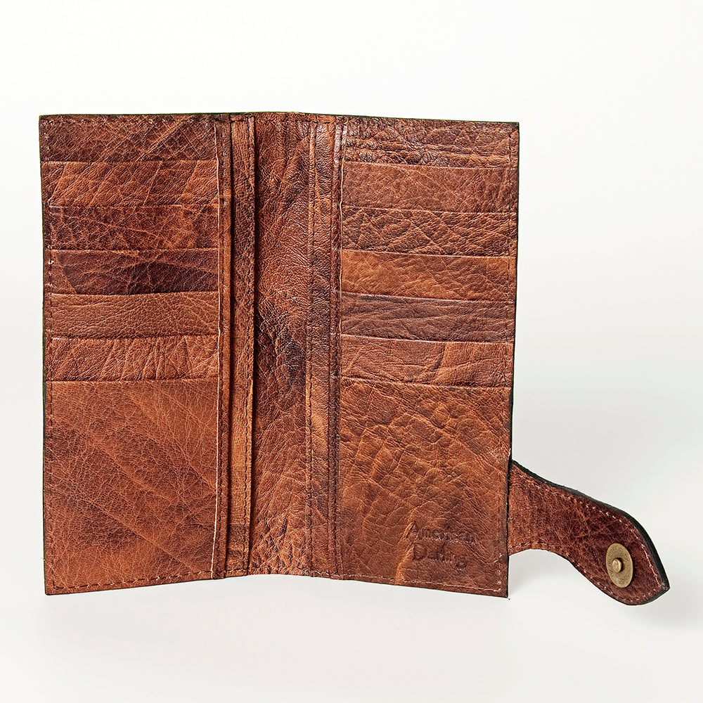 ADBG448 Hand Tooled Leather Western Wallet for Women Handcrafted Full Grain Cowhide