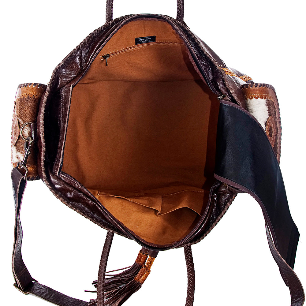 ADBG455 Luxury Genuine Leather and Hair on Hide Weekender Duffel for Elite Travel
