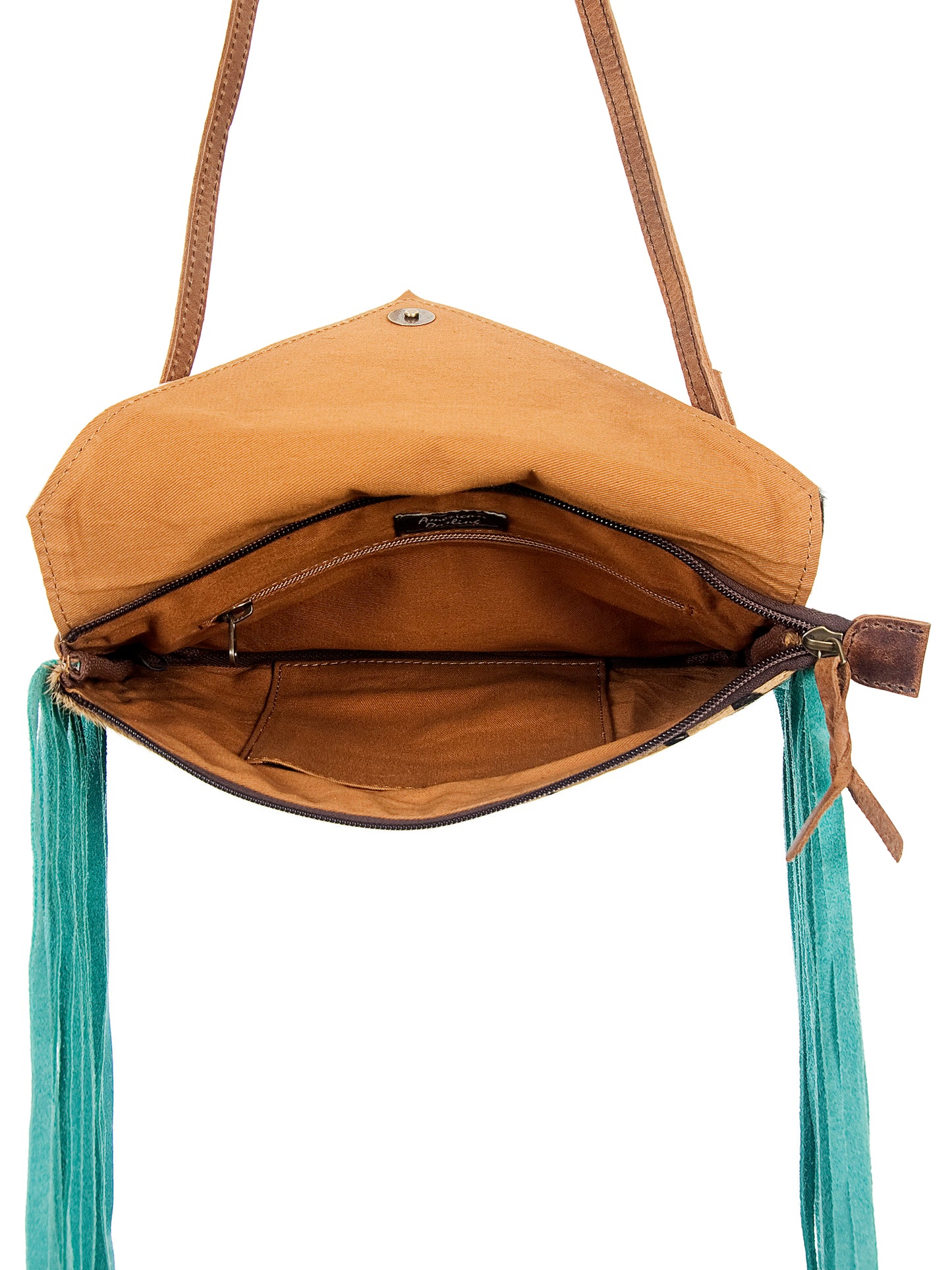 ADBG490 American Darling Handcrafted Fringed Hair-On Cowhide & Leather Western Envelop Bag