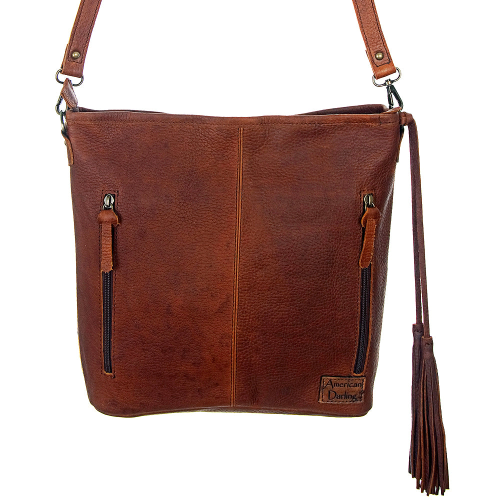 ADBG102 American Darling Hair-On Cowhide Leather Crossbody Bag - Handcrafted Western Style