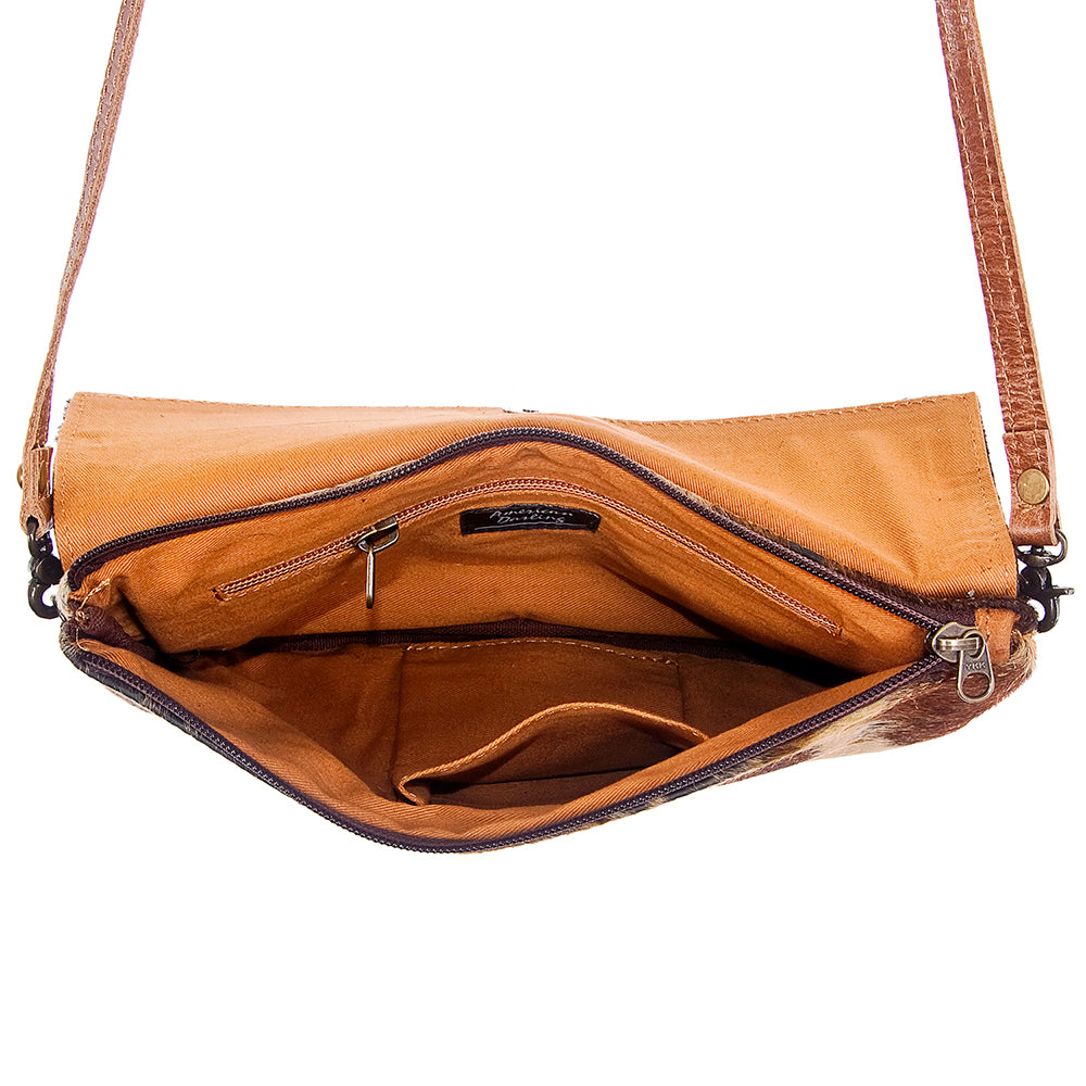 ADBGS178 Hair-On Cowhide Leather Crossbody Envelope - Western Style Purse