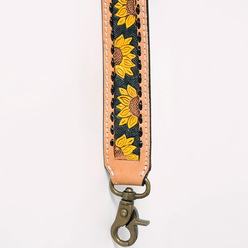 LC-ADSTF101BKBU Hand Tooled Genuine Leather Handle Strap