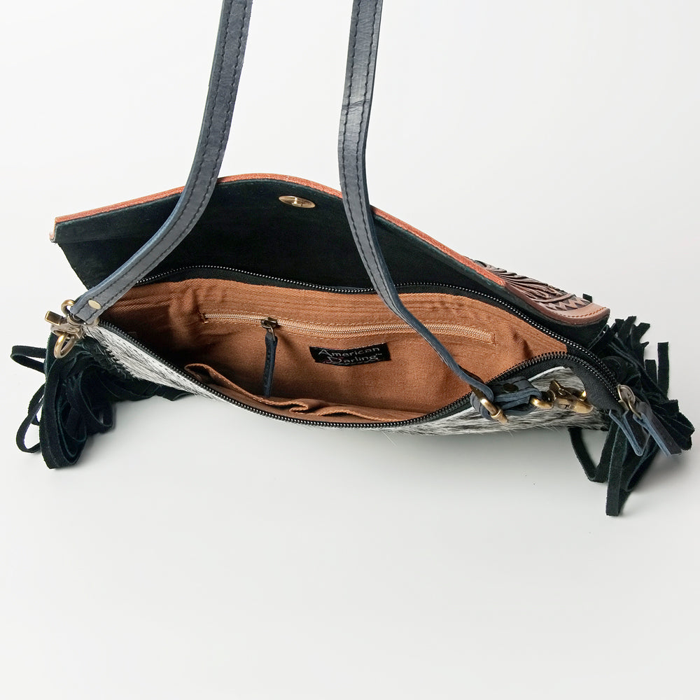 ADBGD111 American Darling Genuine Leather Hair On Hide Fringe Crossbody Envelope