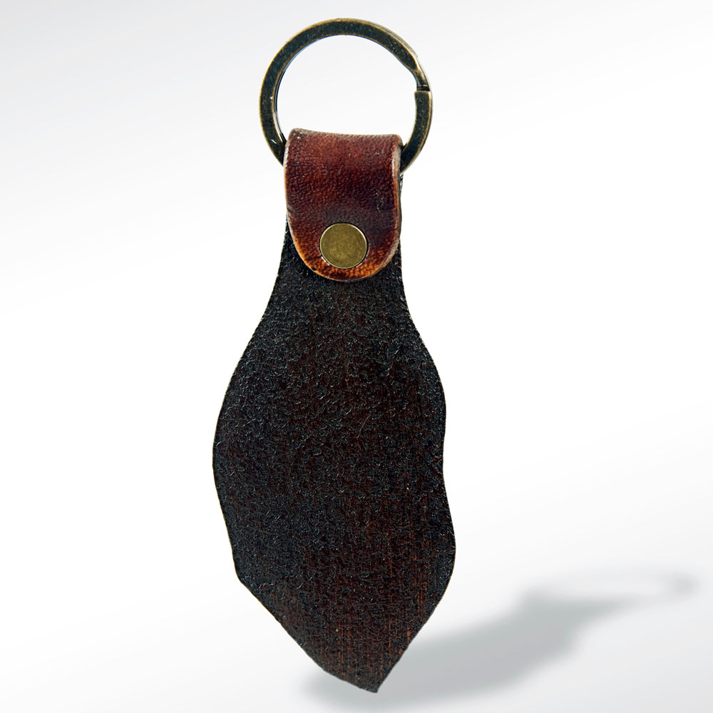 LC-ADKR142 Handcrafted Leather Keyring with Tooled Feather Design
