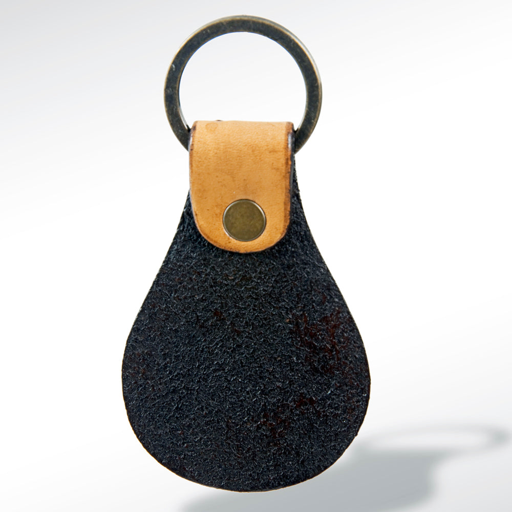 LC-ADKR143 Hand-Tooled Leather Keyring with Floral Design