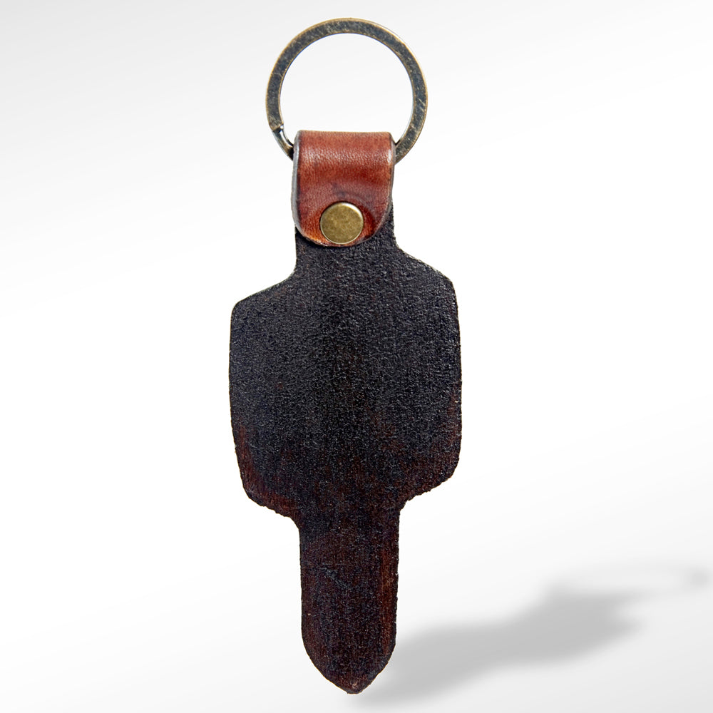 LC-ADKR145 Tooled Leather Cactus Keyring with Heart Accent Western Style