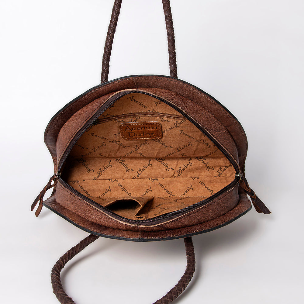 ADBG517 American Darling Hand Tooled Sunflower Hair-On Cowhide Western Taco Bag