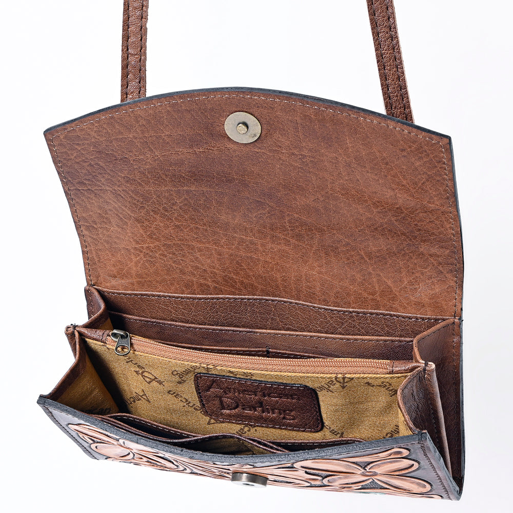 ADBG518 American Darling Hand Tooled Floral Leather Western Crossbody Bag