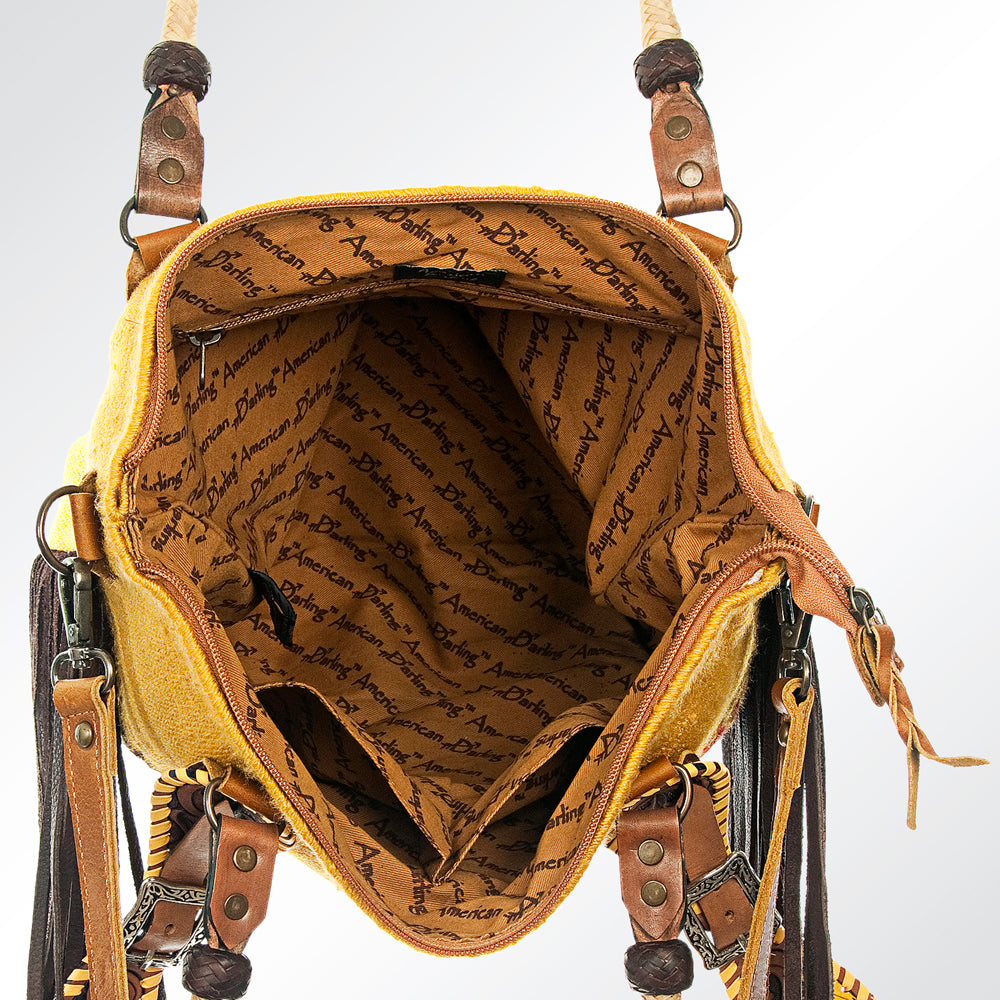 ADBG540DAR1 American Darling Hand Tooled Floral & Woven Saddle Blanket Western Tote Bag