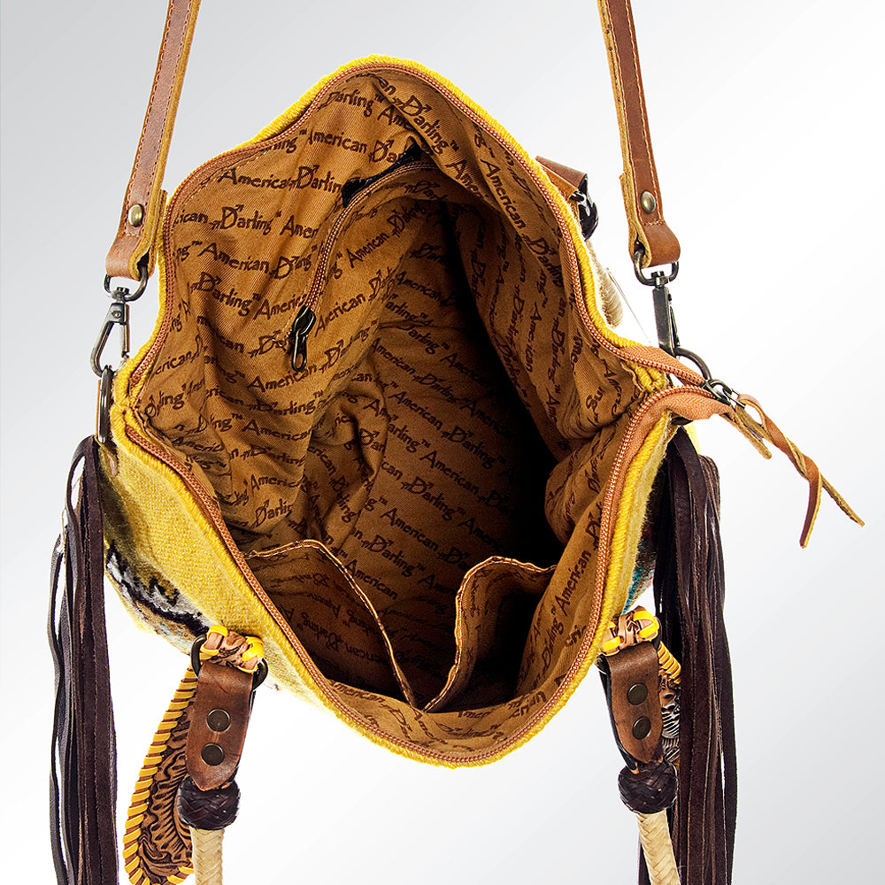 ADBG541 American Darling Hand Tooled & Woven Saddle Blanket Western Tote Bag
