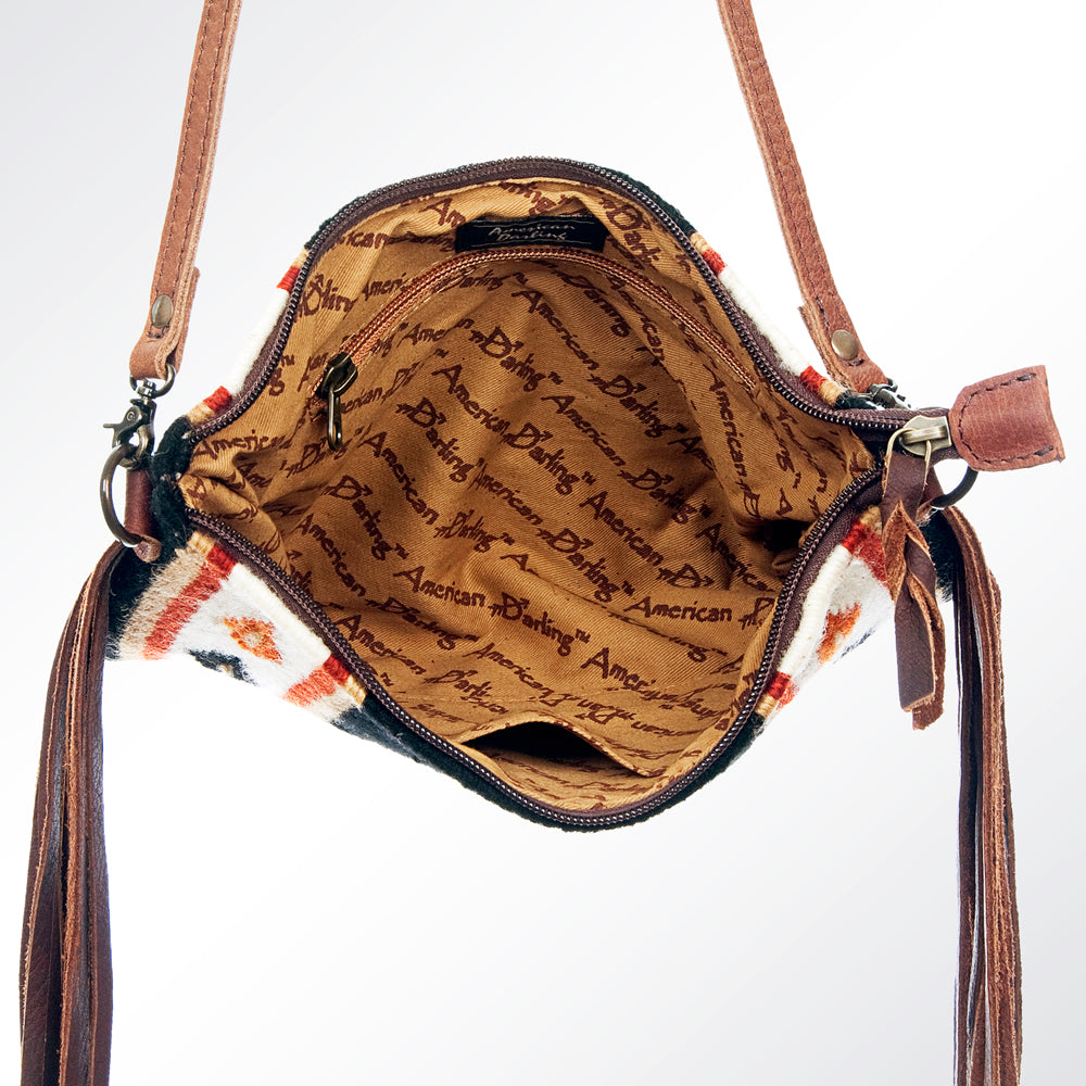 ADBG236 American Darling Handcrafted Cross body Bag with Hand-Woven Saddle Blanket & Fringes