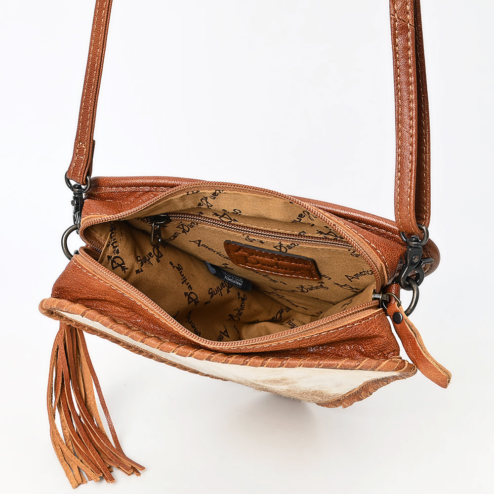 ADBG576 American Darling Hair-On Cowhide Western Leather Cross body Bag with Braided Edge