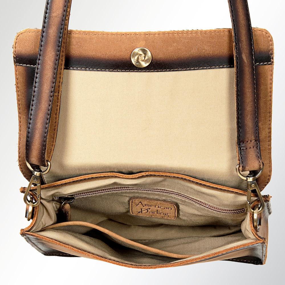 LC-ADBGI127 Hair-On Hide Leather Crossbody - Western Cowhide Flap Shoulder Bag