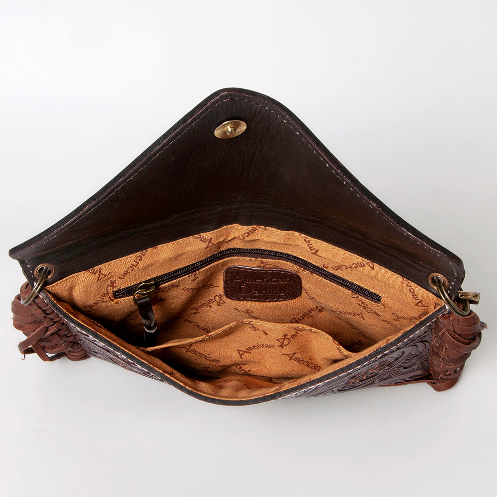 ADBGA121 American Darling Hand Tooled Western Leather Large Cross body Bag with Fringe