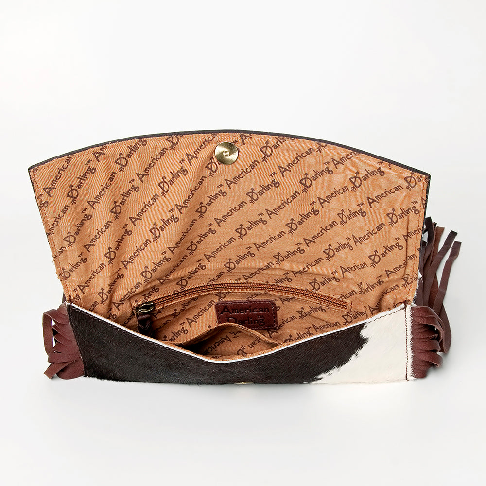 LC-ADBGZ292 Tooled Leather Wallet Crossbody with Fringe - Western Cowgirl Bag