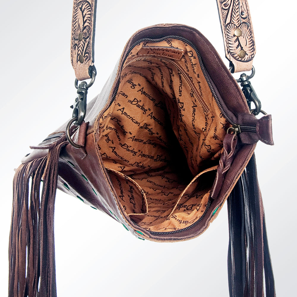 ADBG611 American Darling Handcrafted Western Leather Large Cross body Bag with Fringes