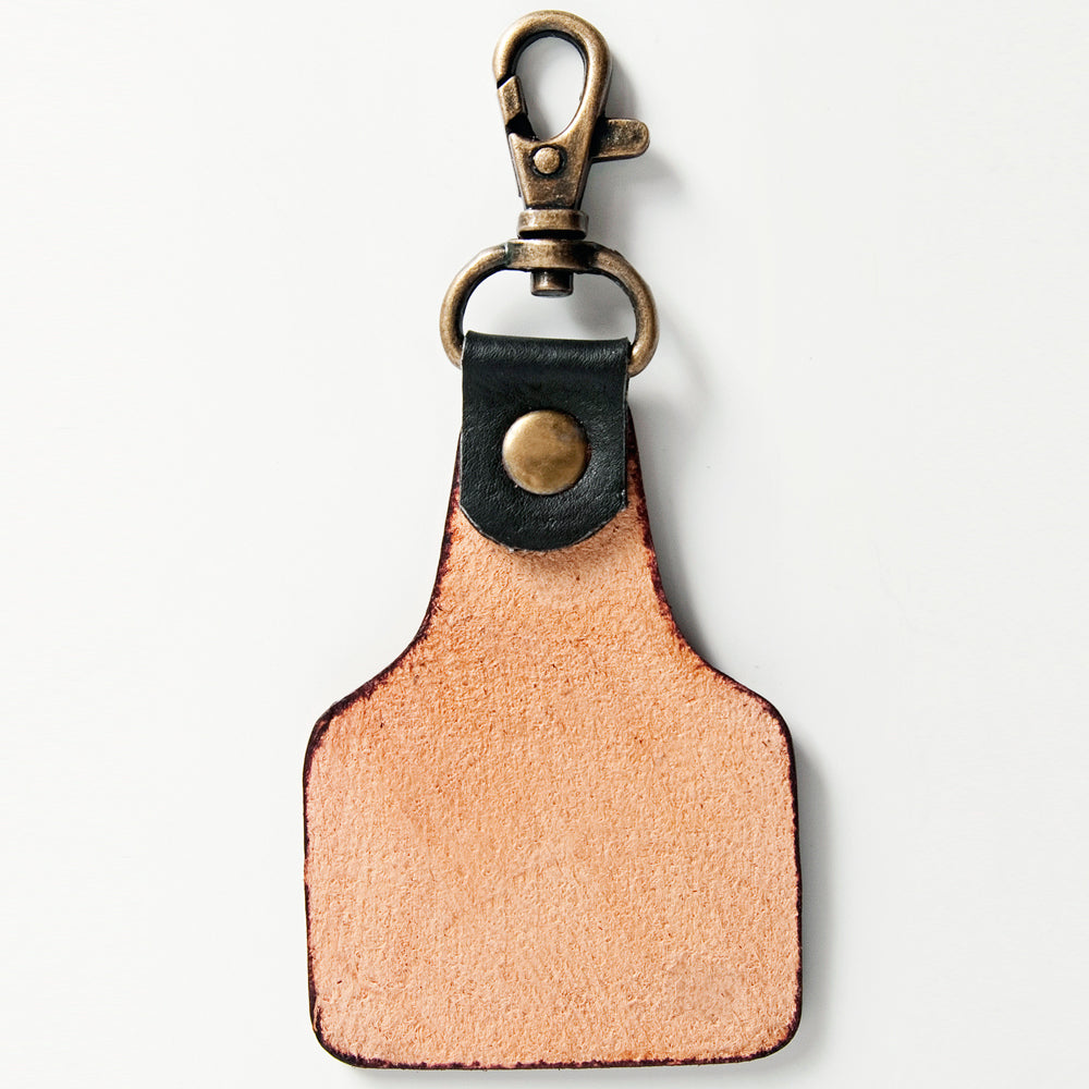 ADKR174 Hand-Tooled Leather Sunflower Western Keyring with Swivel Clasp