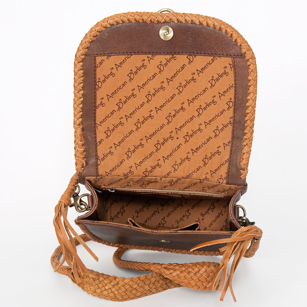 ADBGD136 American Darling Handcrafted Leather Cross body Bag with Artisan Braided Trim