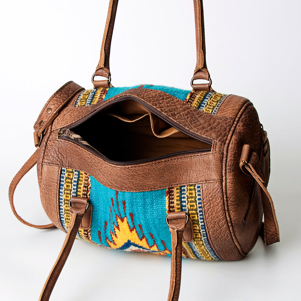 ADBG714 American Darling Handcrafted Hand Woven Saddle Blanket Western Leather Duffel Bag