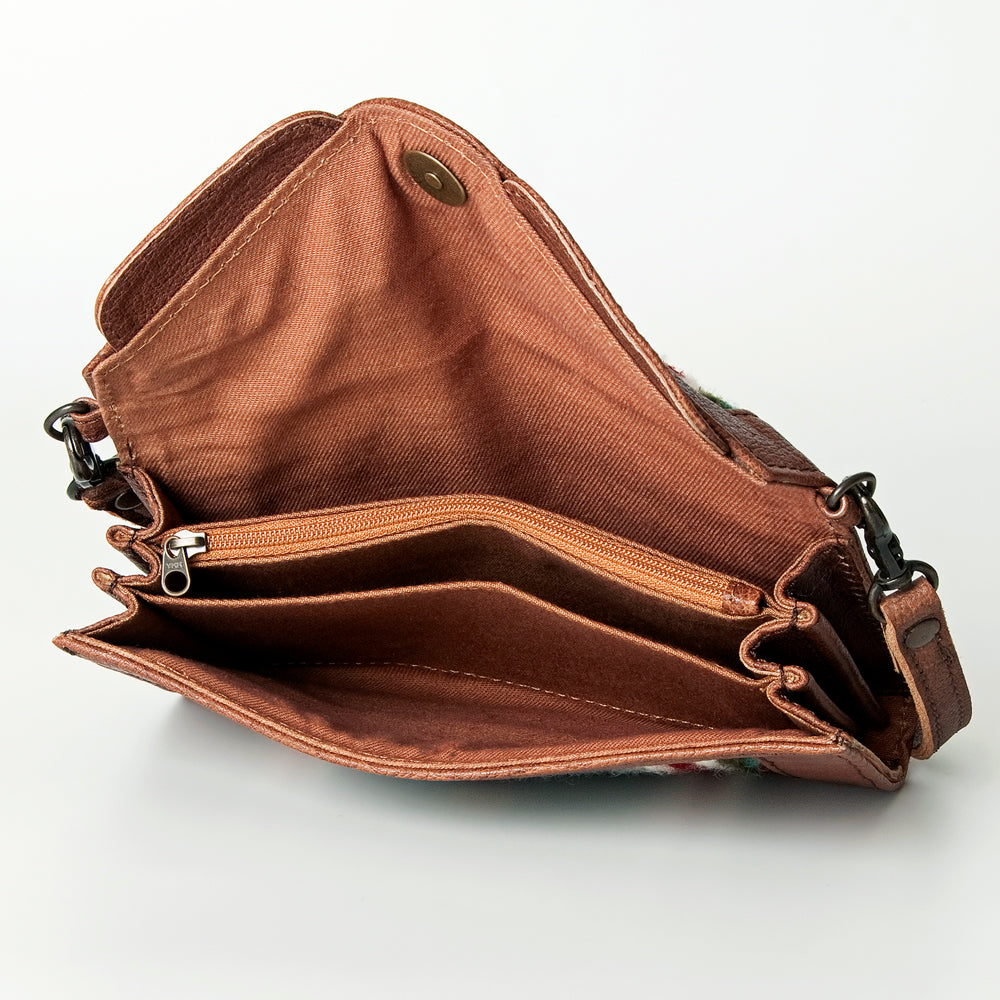 ADBG716 American Darling Western Leather Envelope Bag Hand Woven Saddle Blanket Crossbody
