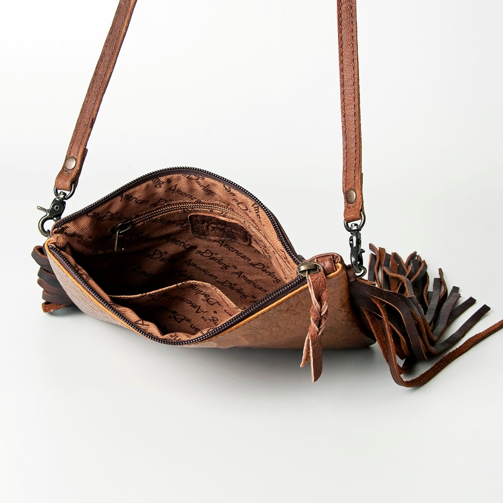 ADBG767A American Darling Western Small Cross body Bag - Crocodile Embossed Leather Fringe Purse