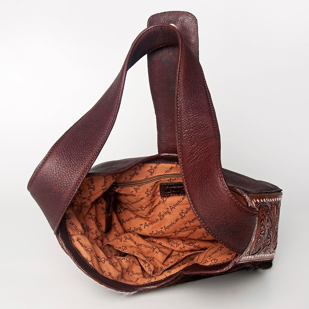 LC-ADBGZ486 Hobo Hand Tooled Hair-On Genuine Leather Women Bag Western Handbag Purse