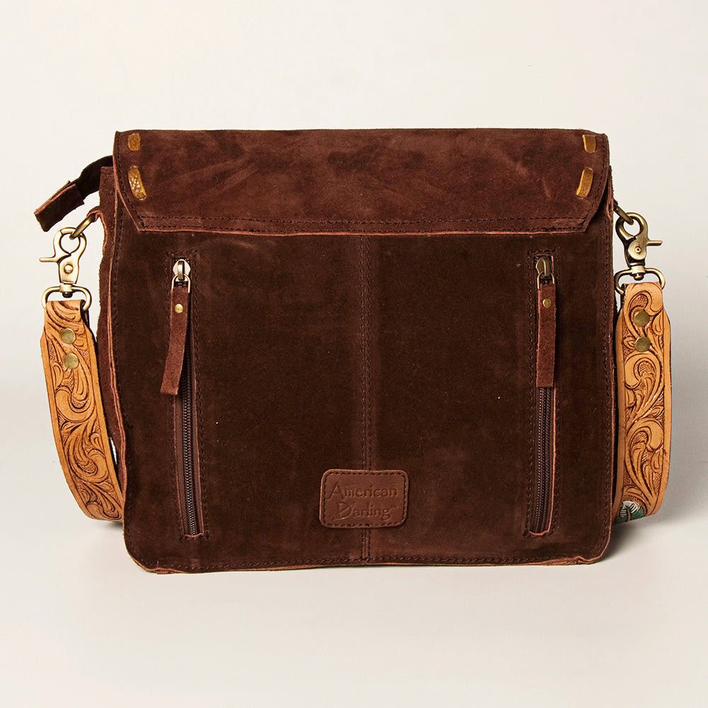 ADBGA213 American Darling Handcrafted Tooled Leather Messenger Bag with Headdress