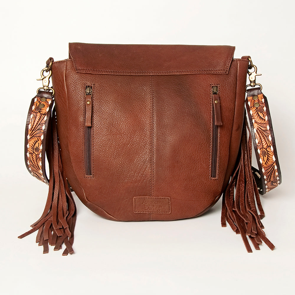 ADBGA163 American Darling Hand Tooled Floral Carved Genuine Leather Messenger