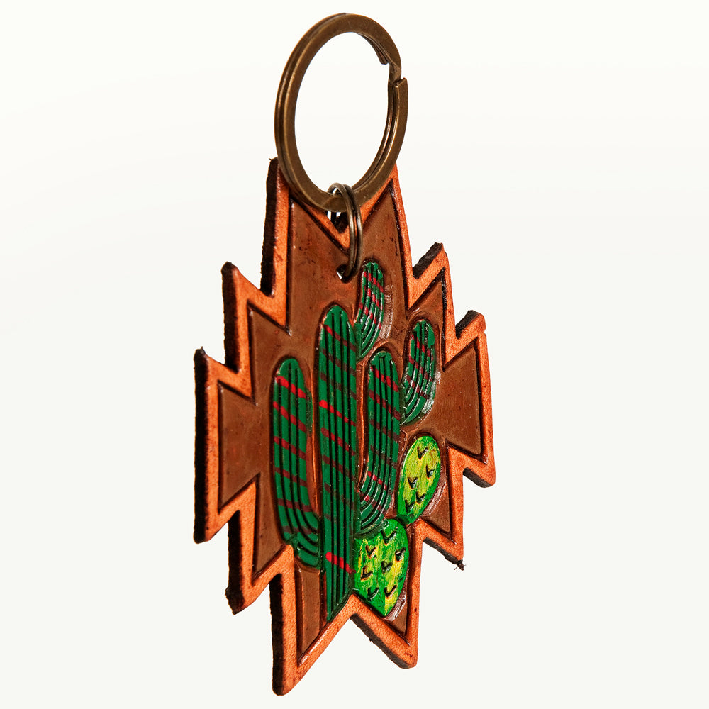 LC-ADKR186 Hand Tooled Carved Genuine Leather Keyring