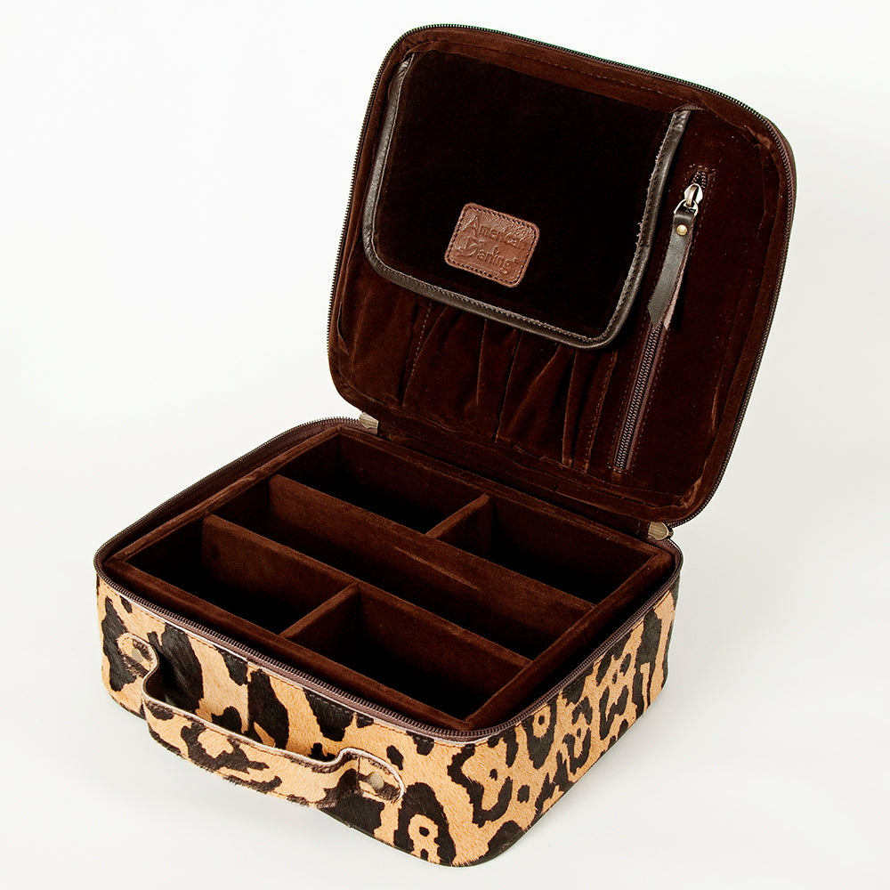 ADBGA226 American Darling Leopard Print Cowhide Makeup Bag Travel Organizer