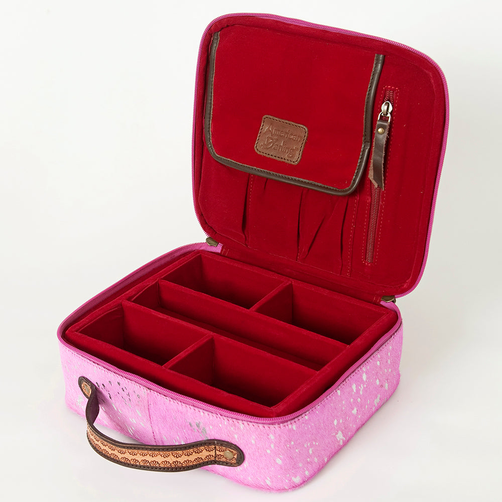 ADBGA233 American Darling Hand Tooled Floral Carved Hair-On Cowhide Jewelry Case