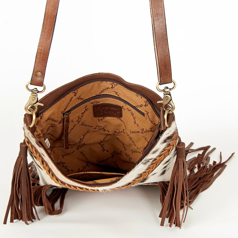ADBGA241B American Darling Large Cross body Bag Hair-On Cowhide Hand Tooled Genuine Leather
