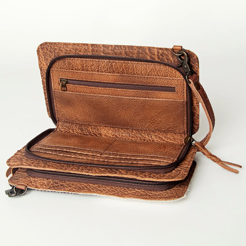 ADBG807 American Darling Hand Tooled Leather Small Cross body Bag with Hair-On Cowhide