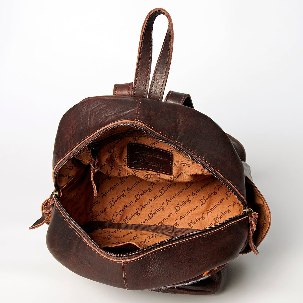 LC-ADBGZ214C Aztec Wool & Leather Backpack - Handcrafted Western Tribal Daypack