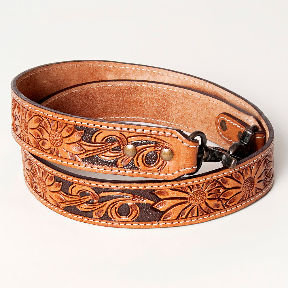 ADBG230 Western Leather Tote Bag with Saddle Blanket, Floral Design & Leather Fringes