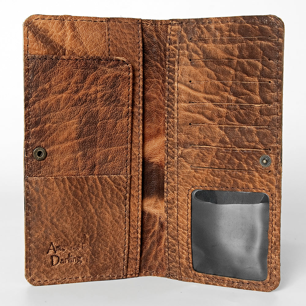 ADBG488 Western Tooled Leather Clutch with Maribel Genuine Cowhide Crossbody Bag by American Darling