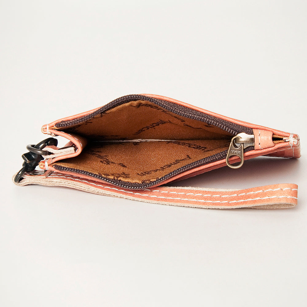 LC-ADBG814 Genuine Leather Slim Card Holder Wallet with Zipper Pocket