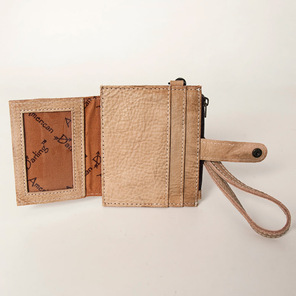 ADBG816 American Darling Genuine Leather Wristlet Card Holder with Snap Tab & Zip Pocket