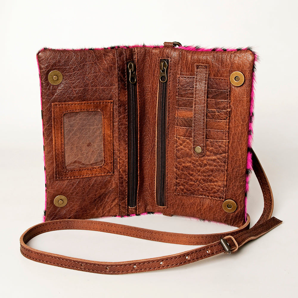 ADBG819 Pink Hair-on-Hide Crossbody Bag - American Darling Genuine Leather Wallet