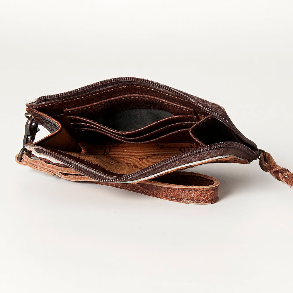 LC-ADBG821 Hair-On Cowhide Leather Coin Purse Western Mini Zip Wallet